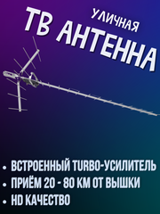 ТВ АНТЕННА МОЩНАЯ НАРУЖНАЯ ЦИФРОВАЯ АКТИВНАЯ НАПРАВЛЕННАЯ ТРИАДА-3380antenna.ru