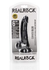 Черный фаллоимитатор Curved Realistic Dildo Balls Suction Cup 6 - 15,5 см. - 