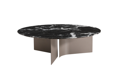 Стол журнальный d95x30см Garda Decor искусственный мрамор черный