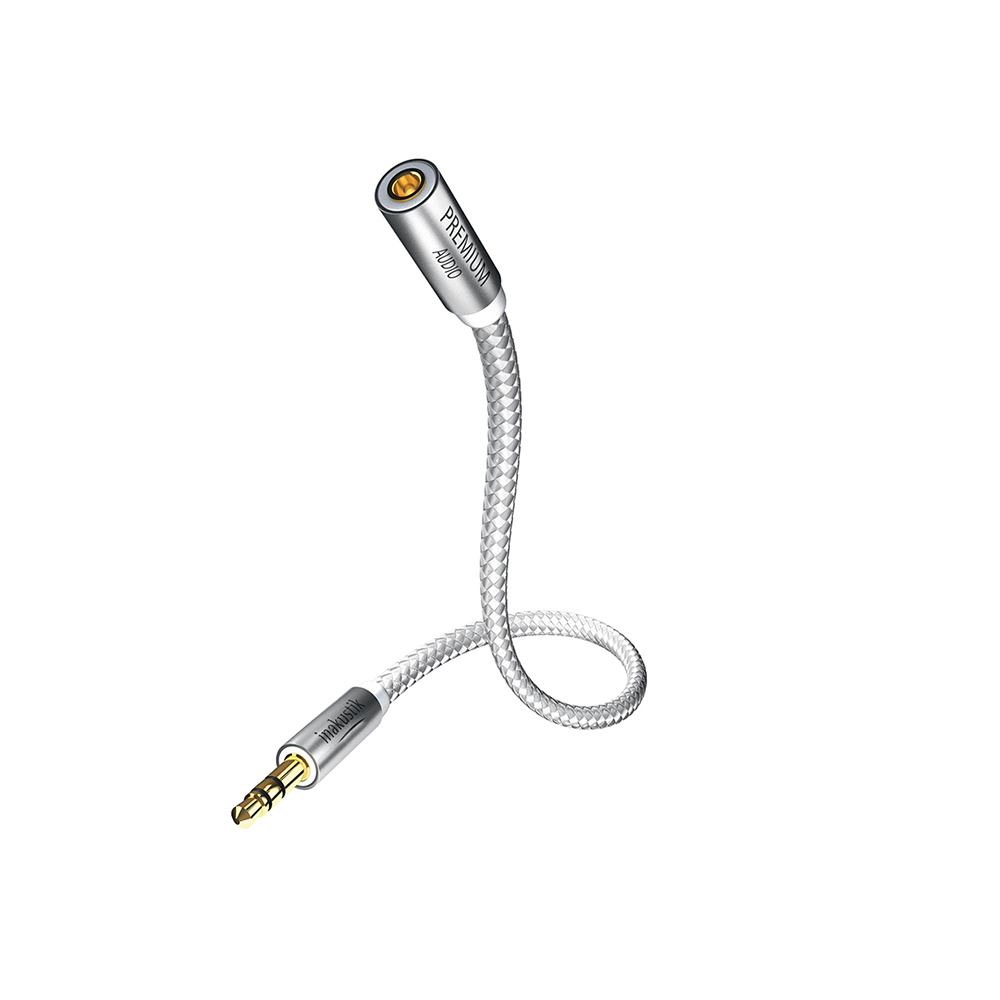 Inakustik Premium Extension Audio Cable, 5m, 3.5mm jack&lt;&gt;3.5mm jack(F)+6,3 jack adapter, 00410205