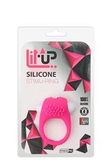 Розовое эрекционное кольцо с щеточкой LIT-UP SILICONE STIMU RING 5 - 