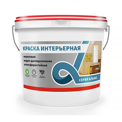 Краска интерьерная водно-дисперсионная Alfavit серия Альфа, супербелая, 6,5 кг, 42761