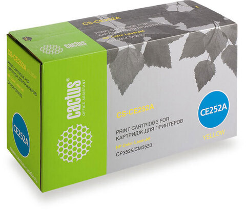 Лазерный картридж Cactus CS-CE252A (HP 504A) желтый для принтеров HP Color LaserJet CM3530, CM3530fs MFP, CP3520, CP3525, CP3525dn, CP3525x (7'000 стр.)