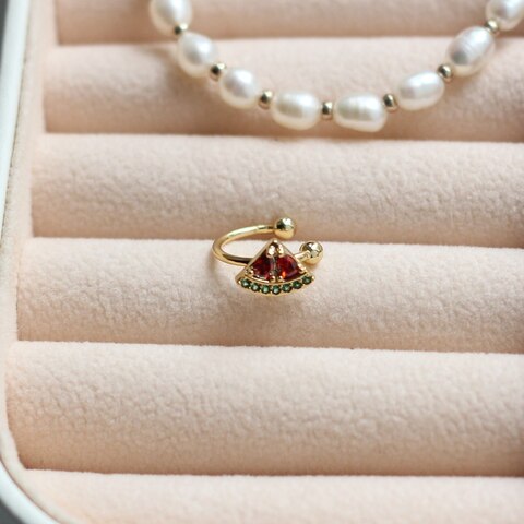 ПОДАРОК! Кафф с фианитами Арбуз, позолота, КФ033