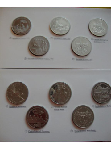 Набор 3 рубля 1991-1995 50 лет победы во Второй мировой войне 2 буклета ТАНК САМОЛЕТ 20 монет