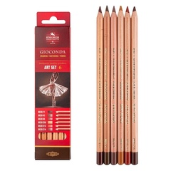 Карандаши пастельные KOH-I-NOOR GIOCONDA SOFT 8826, 6цв BRAUN LINE/Коричневые