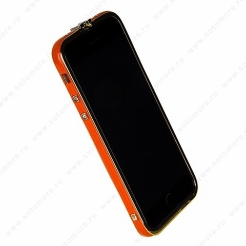 Бампер Heimeiren металический для iPhone 6s/ 6 оранжевый каемка золото