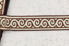 Тесьма жаккард, ш. 3,5 см, тёмно-красный с бежевым