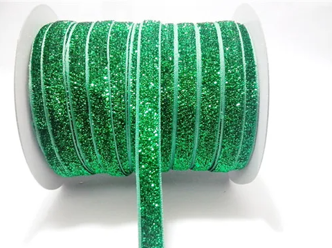 Лента с люрексом (1см*18,29м), Зеленый (06), 1 шт.