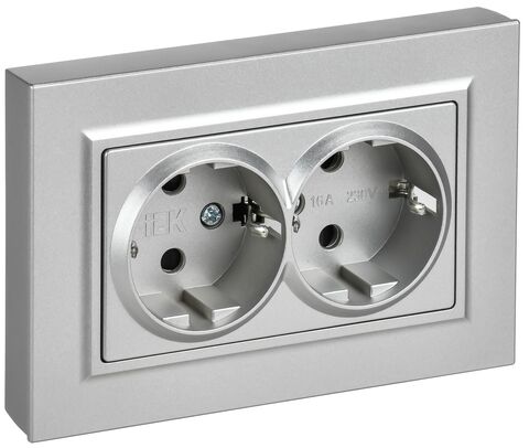 BRITE Роз. 2-я с з/к/ш пл 16А в сб. РСшПл12-3-БрА алюм. IEK