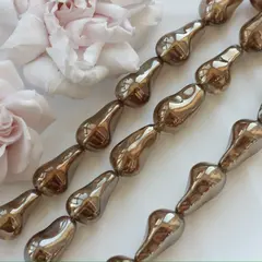 Бусины стеклянные, коричневый с зеркальным покрытием, фриформ 22*13 мм, 1 бусина, МК048