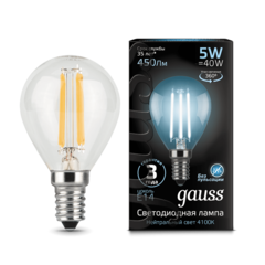 Лампа Gauss LED Filament Шар 5W E14 450lm 4100K  105801205