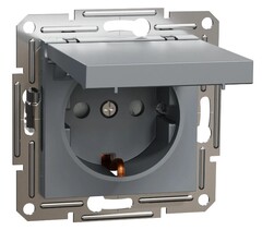РОЗЕТКА С/У 1-ГНЕЗДО С/З 16A ВИНТОВЫЕ КЛЕММЫ МЕХ С КРЫШКОЙ СТАЛЬ ASFORA /SCHNEIDER/
