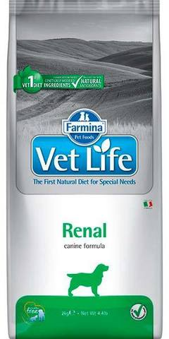 12 кг. Farmina 25395 Vet Life Dog Renal ветеринарный диетический сухой корм для взрослых собак с хронической почечной и сердечной недостаточностью - 12 кг