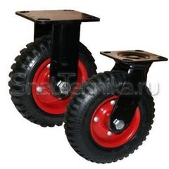 Большегрузная поворотная колесная опора PRS 250 (250 мм), литая резина с протектором