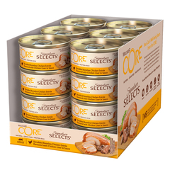 CORE SIGNATURE SELECTS консервы для кошек (курцица с куриной печенью) фарш в соусе 79 г