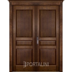 Купить Межкомнатная двустворчатая дверь массив ольхи Валенсия античный орех глухая