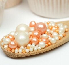 Шарики кранч персик/серебро 100 гр.