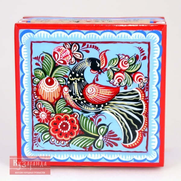 рисунок шкатулки с городецкой росписью