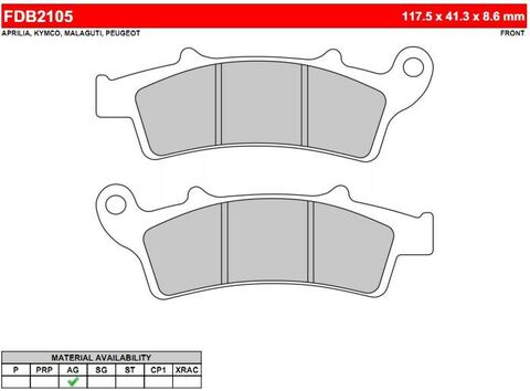 FDB2105EF Тормозные колодки дисковые MOTO, блистер 2 шт