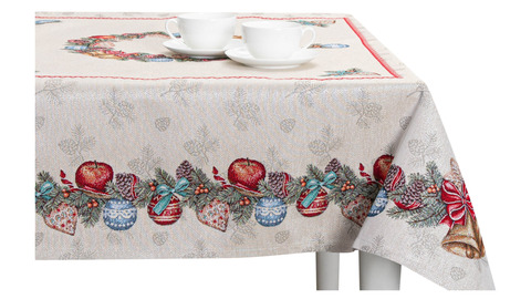 Скатерть 140х180см Mix&Match Home Еловые ветки бежевая