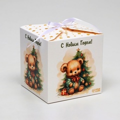 Коробка подарочная складная "Мишка", 12 х 12 х 12 см