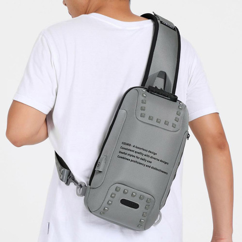 Картинка рюкзак однолямочный Ozuko 9283 White-Red - 5