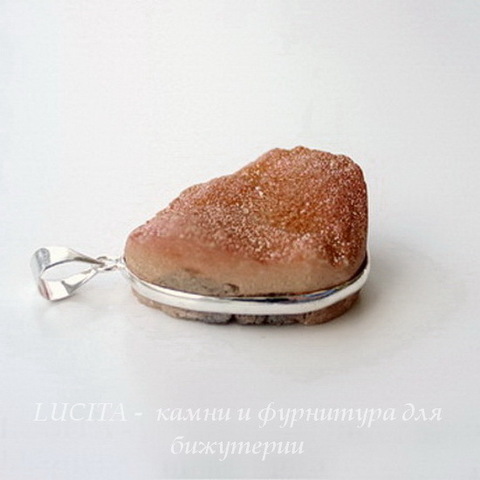 Подвеска Кварц в рамке (цвет - античное серебро) 39,6х28,3х17,3 мм №40 (Б-13-48-05 б)