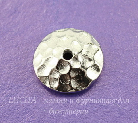 Шапочка для бусины TierraCast "Hammertone" (цвет-платина) 9х2,5 мм