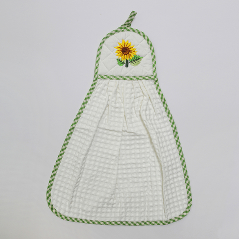 Полотенце-галстук Old Florence Girasoli с зеленым кантом белое