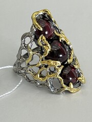 Анрия- гранат (серебряное кольцо с позолотой)