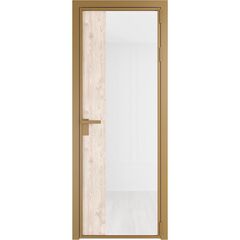 Алюминиевая дверь 7AG золото остеклённая со вставкой