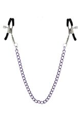 Зажимы для сосков с фиолетовой цепочкой Sweet Caress Nipple Chain - 