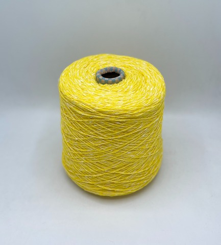 Бобинная пряжа (пр.Италия), 500м/100гр, хлопок/меринос/полиамид, цвет-Желто-белый с шишибриками. арт-29591