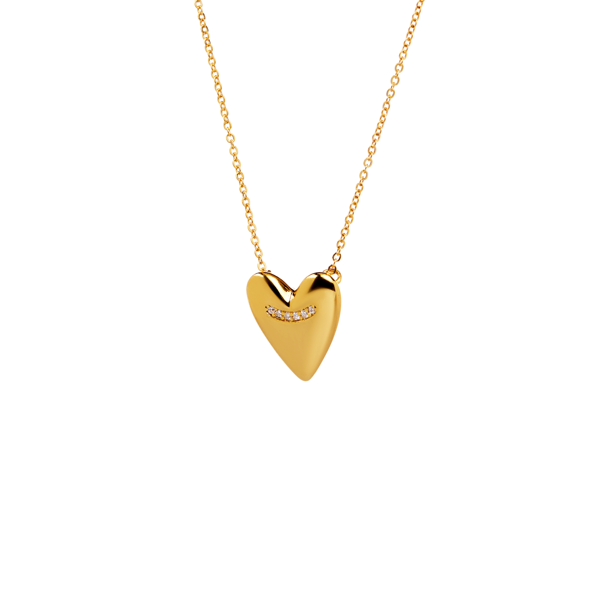 

Колье Gold Necklace With A Heart And Small Crystals