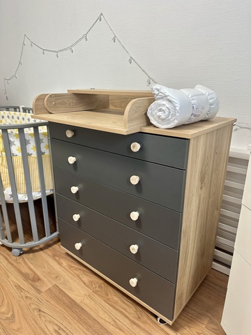 Комод пеленальный Incanto "Идеальный", цвет графит/дуб (с органайзером)