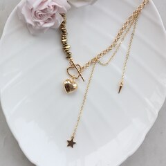 Набор для создания колье с гематитом (в золотом цвете) НАБ019