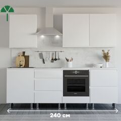 Кухонный гарнитур Севилья 240 см, со столешницей (7 модулей), белый ЛДСП