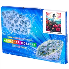 
          Алмазная мозаика Alingar, на подрамнике, с полным заполнением, (глянц), 20х30 см, 20 цветов, "Маяк и море цветов"