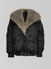 Куртка FoFo Shop 802 однотонная на молнии с меховым воротником