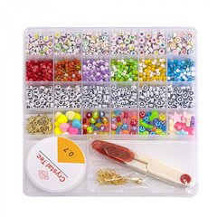 
          Набор для создания украшений-бусины и бисер Alingar, 170х165х18мм, "Смайл", 13 вид.бус.,подвес,бисер,1х6.5м леска,ножницы, коробин, пласт.пенал