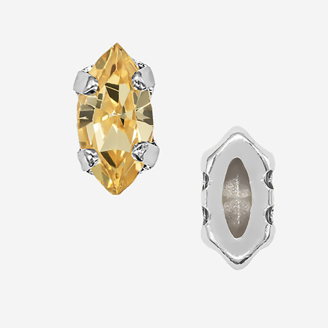 Кристалл Маркиз (Marquise Fancy Stone) в цапах, оттенок "Светлый Топаз"/"Light Topaz", 8*4мм, родирование