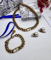 48122 - Серьги-пусеты диорки DIOR бронза