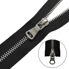 Молния металл Т5, L 80 см, 2 бегунка, чёрный/никель