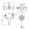 Lemark LM3714GM Смеситель для ванны с коротким изливом с 3-х режимной лейкой ?110 мм, поворотный переключатель, латунь/графит