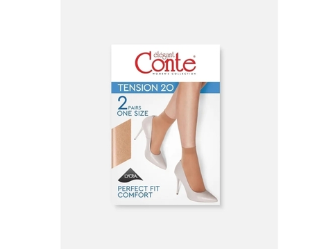 Носки женские 20 Den Tension (2 пары) Lycra кор. р. 23-25 Shade Conte