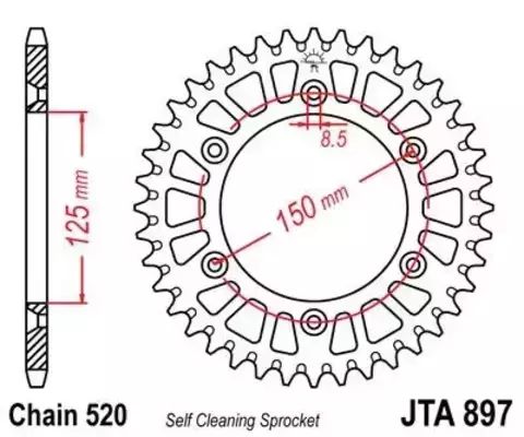 Звезда ведомая алюминиевая JTA897 38ORG