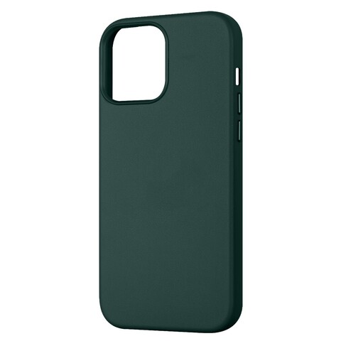 Чехол из натуральной кожи (MagSafe + анимация NFC) Leather Case для iPhone 13 Pro Max (Темно-зеленый) с магнитом Premium