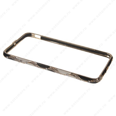 Бампер Heimeiren металический для iPhone 6s Plus/ 6 Plus стразы золото с черным, белым