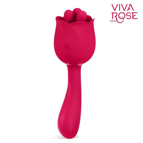 Малиновый вибратор-цветок с подвижными тычинками - 19,5 см. - Bior toys VIVA ROSE TOYS RT-34008